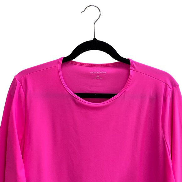 Lands End Long Sleeve Rash Guard Sz XL Barbie Hot Pink Swim Beach Vacation UPF - Picture 2 of 8